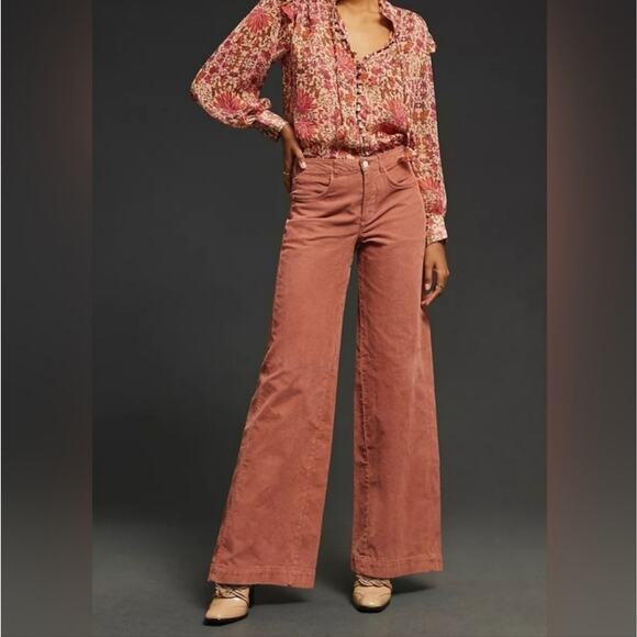 Anthropologie Pants - Anthropologie Pilcro Pink Rose The Gwen Wide-Leg Corduroy Pants NWT Size 26